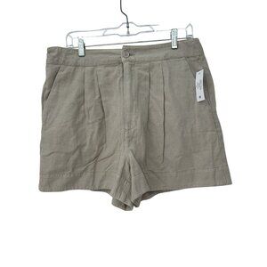 Joie Womens Shorts Khaki Pleated Short High Rise Cotton Blend Sz M